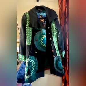 Vintage Desigual Embroidered Patchwork Multicolor Jacket, Size 42